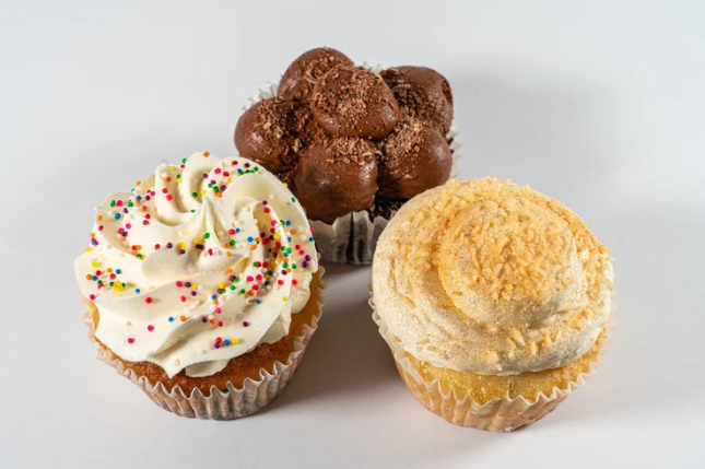 assortment of Bleu Chocolàt cupcakes 